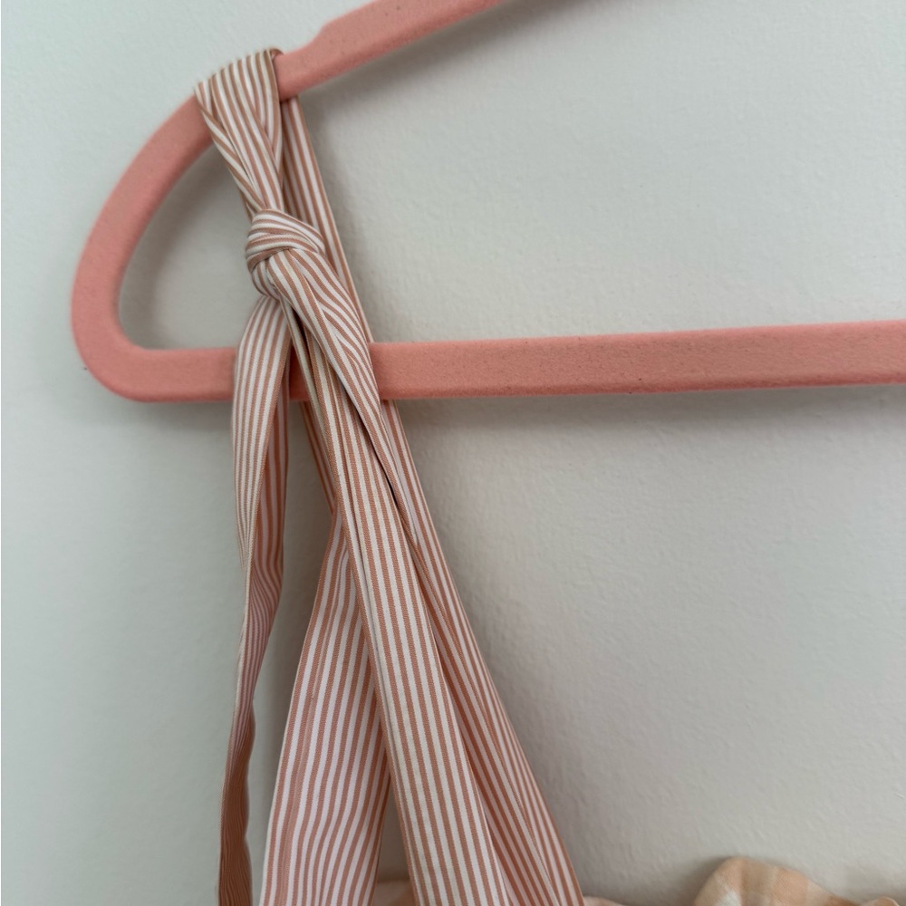 MARBLE Peach Gingham Smocked Dress with pockets - Picture 9 of 9
